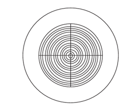 #56-007: Concentric Circles Reticle, 1.2 - 18mm Dia, 1.2mm Increments