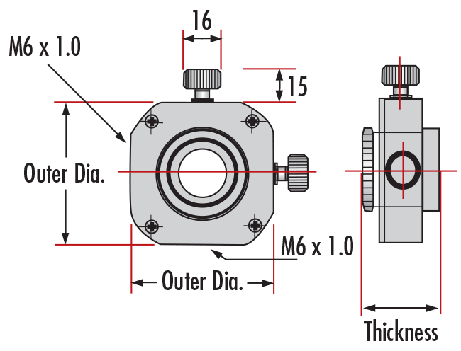 芯出しレンズホルダー M6 5軸 25.4mm | Edmund Optics