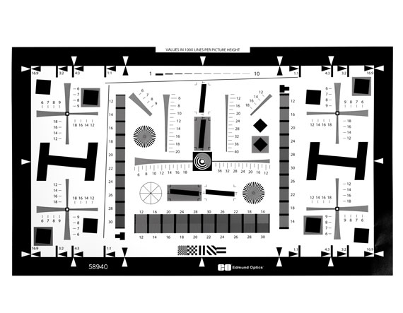 1X - Enhanced I3A/ISO 12233 Digital Camera Resolution Test Chart